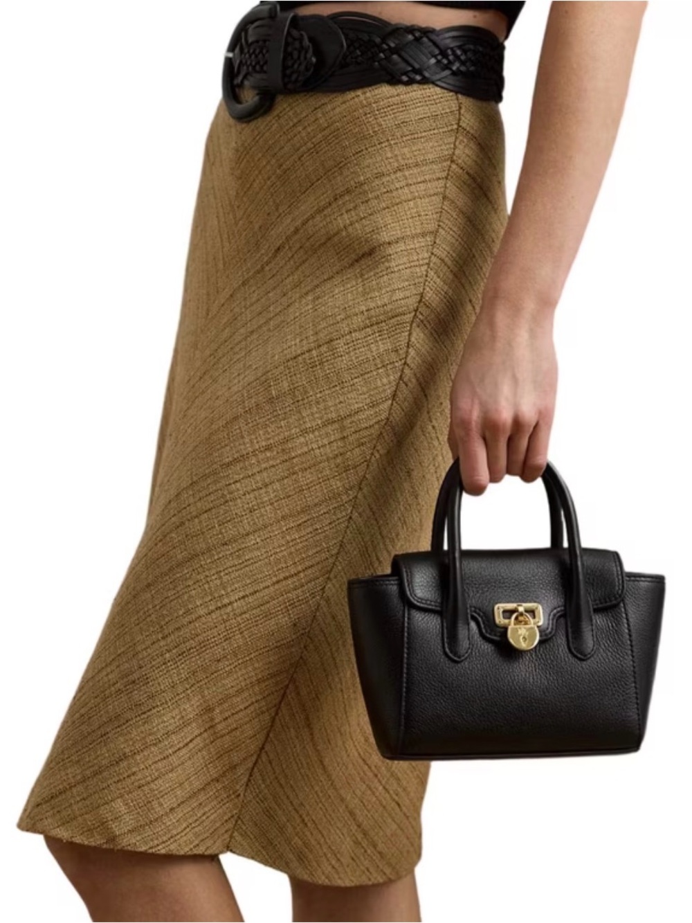 New Ralph Lauren Tanner Small Pebbled Leather Satchel Crossbody Bag